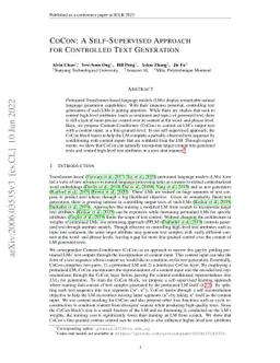 CoCon: A Self-Supervised Approach for Controlled Text Generation