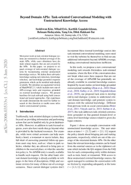 Beyond Domain APIs: Task-oriented Conversational Modeling with
  Unstructured Knowledge Access