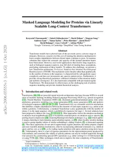 Masked Language Modeling for Proteins via Linearly Scalable Long-Context
  Transformers