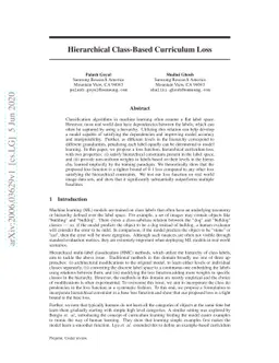 Hierarchical Class-Based Curriculum Loss