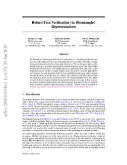 Robust Face Verification via Disentangled Representations
