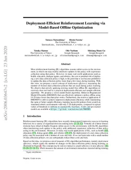 Deployment-Efficient Reinforcement Learning via Model-Based Offline
  Optimization