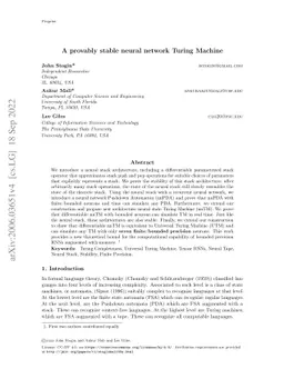 A provably stable neural network Turing Machine