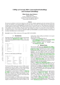 UDPipe at EvaLatin 2020: Contextualized Embeddings and Treebank
  Embeddings