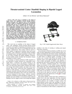 Thruster-assisted center manifold shaping in bipedal legged locomotion
