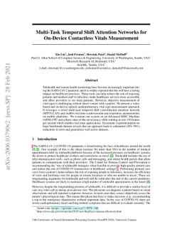 Multi-Task Temporal Shift Attention Networks for On-Device Contactless
  Vitals Measurement