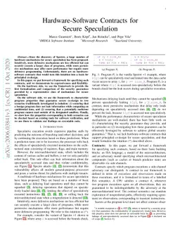 Hardware-Software Contracts for Secure Speculation