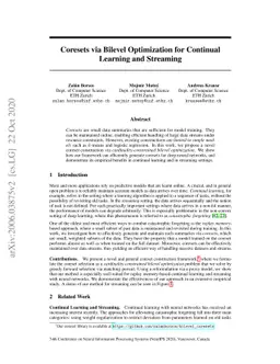 Coresets via Bilevel Optimization for Continual Learning and Streaming