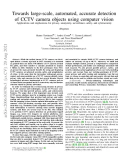 Towards large-scale, automated, accurate detection of CCTV camera
  objects using computer vision. Applications and implications for privacy,
  safety, and cybersecurity. (Preprint)