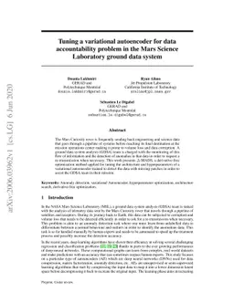 Tuning a variational autoencoder for data accountability problem in the
  Mars Science Laboratory ground data system