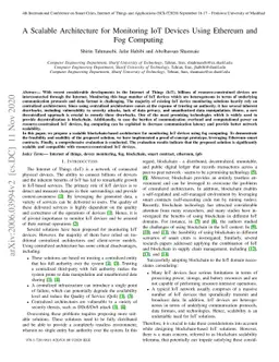 A Scalable Architecture for Monitoring IoT Devices Using Ethereum and
  Fog Computing