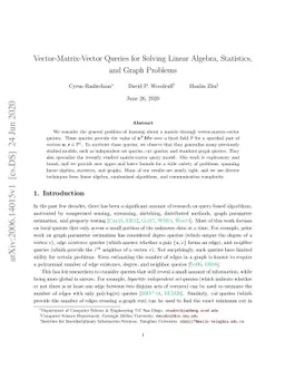 Vector-Matrix-Vector Queries for Solving Linear Algebra, Statistics, and
  Graph Problems