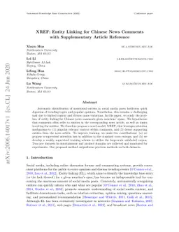 XREF: Entity Linking for Chinese News Comments with Supplementary
  Article Reference