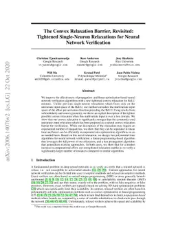 The Convex Relaxation Barrier, Revisited: Tightened Single-Neuron
  Relaxations for Neural Network Verification