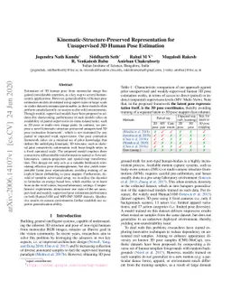 Kinematic-Structure-Preserved Representation for Unsupervised 3D Human
  Pose Estimation