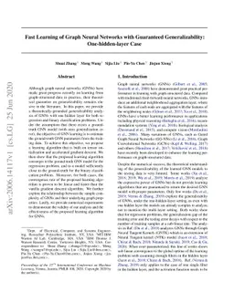 Fast Learning of Graph Neural Networks with Guaranteed Generalizability:
  One-hidden-layer Case
