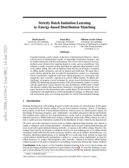 Strictly Batch Imitation Learning by Energy-based Distribution Matching