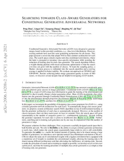 Searching towards Class-Aware Generators for Conditional Generative
  Adversarial Networks