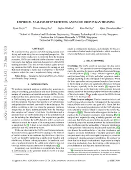 Empirical Analysis of Overfitting and Mode Drop in GAN Training