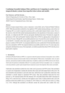 Combining Ensemble Kalman Filter and Reservoir Computing to predict
  spatio-temporal chaotic systems from imperfect observations and models