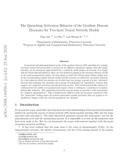 The Quenching-Activation Behavior of the Gradient Descent Dynamics for
  Two-layer Neural Network Models