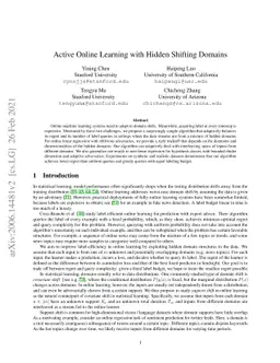 Active Online Learning with Hidden Shifting Domains