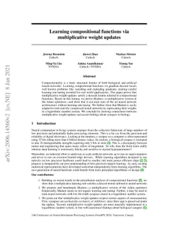 Learning compositional functions via multiplicative weight updates