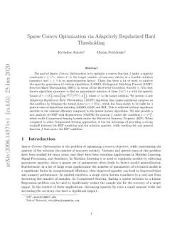 Sparse Convex Optimization via Adaptively Regularized Hard Thresholding