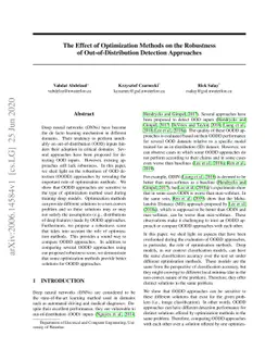 The Effect of Optimization Methods on the Robustness of
  Out-of-Distribution Detection Approaches