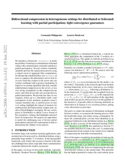 Bidirectional compression in heterogeneous settings for distributed or
  federated learning with partial participation: tight convergence guarantees