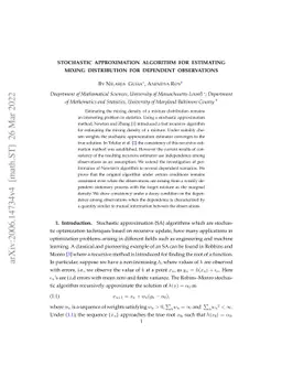 Stochastic Approximation Algorithm for Estimating Mixing Distribution
  for Dependent Observations