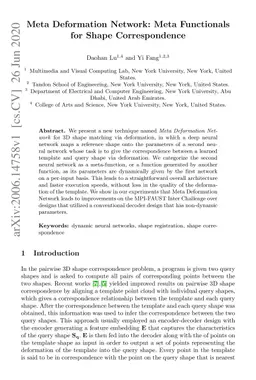 Meta Deformation Network: Meta Functionals for Shape Correspondence