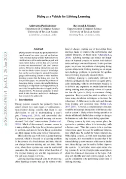 Dialog as a Vehicle for Lifelong Learning
