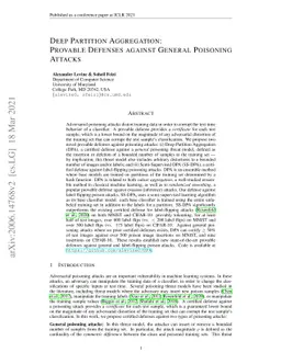 Deep Partition Aggregation: Provable Defense against General Poisoning
  Attacks