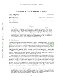 Evaluation of Text Generation: A Survey