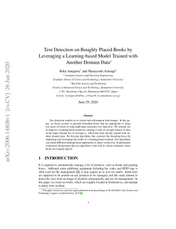 Text Detection on Roughly Placed Books by Leveraging a Learning-based
  Model Trained with Another Domain Data
