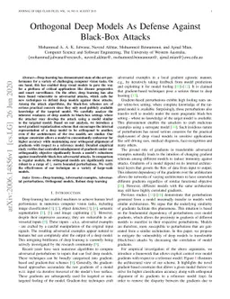 Orthogonal Deep Models As Defense Against Black-Box Attacks