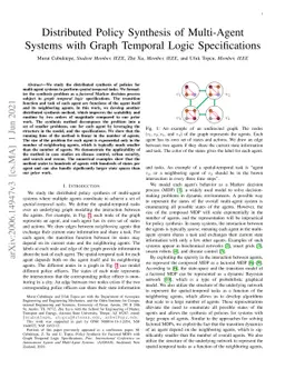 Distributed Policy Synthesis of Multi-Agent Systems With Graph Temporal
  Logic Specifications