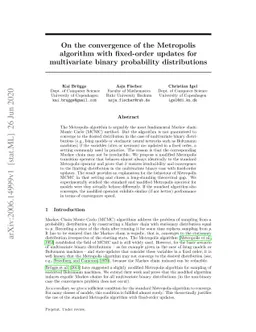 On the convergence of the Metropolis algorithm with fixed-order updates
  for multivariate binary probability distributions