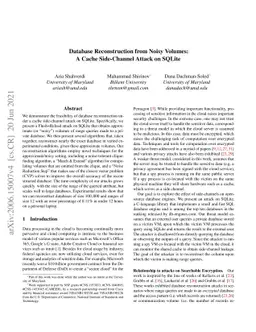 Database Reconstruction from Noisy Volumes: A Cache Side-Channel Attack
  on SQLite