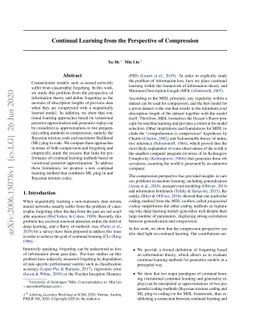 Continual Learning from the Perspective of Compression