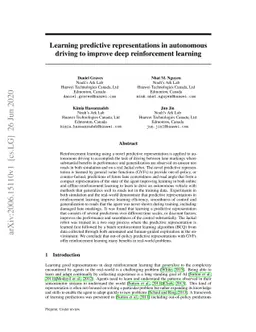 Learning predictive representations in autonomous driving to improve
  deep reinforcement learning