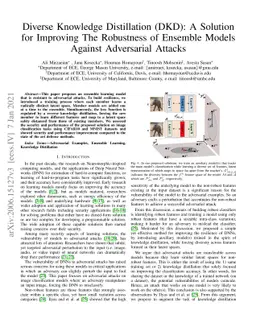 Diverse Knowledge Distillation (DKD): A Solution for Improving The
  Robustness of Ensemble Models Against Adversarial Attacks