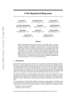 Critic Regularized Regression