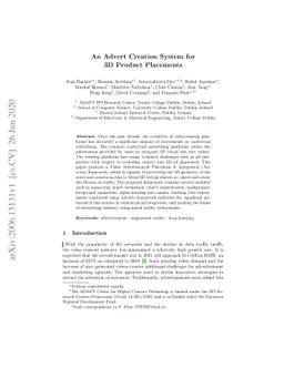 An Advert Creation System for 3D Product Placements