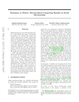 Dominate or Delete: Decentralized Competing Bandits in Serial
  Dictatorship