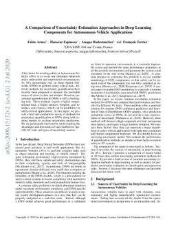 A Comparison of Uncertainty Estimation Approaches in Deep Learning
  Components for Autonomous Vehicle Applications