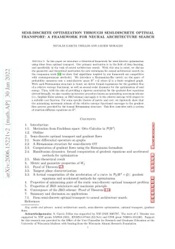 Semi-discrete optimization through semi-discrete optimal transport: a
  framework for neural architecture search