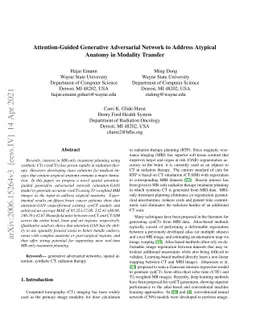 Attention-Guided Generative Adversarial Network to Address Atypical
  Anatomy in Modality Transfer