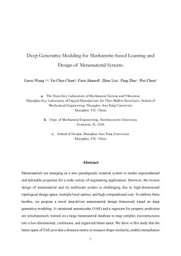 Deep Generative Modeling for Mechanistic-based Learning and Design of
  Metamaterial Systems